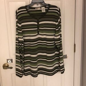 Faded Glory Green Striped Sweater